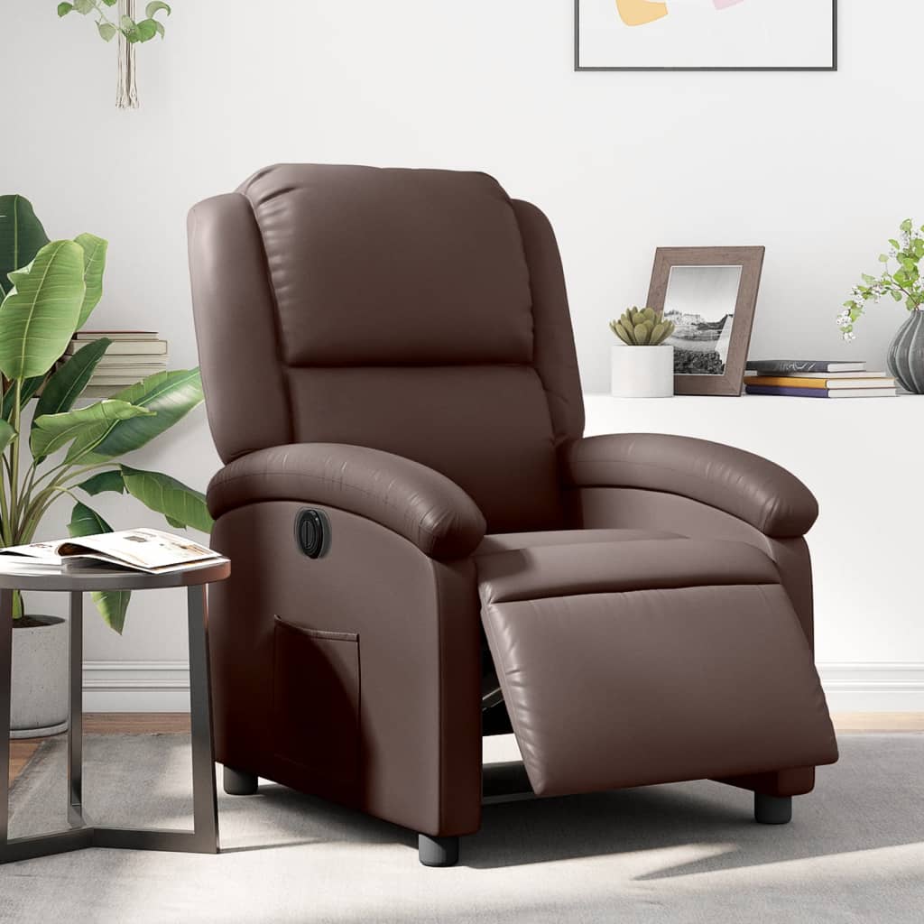 Electric recliner chair brown imitation leather