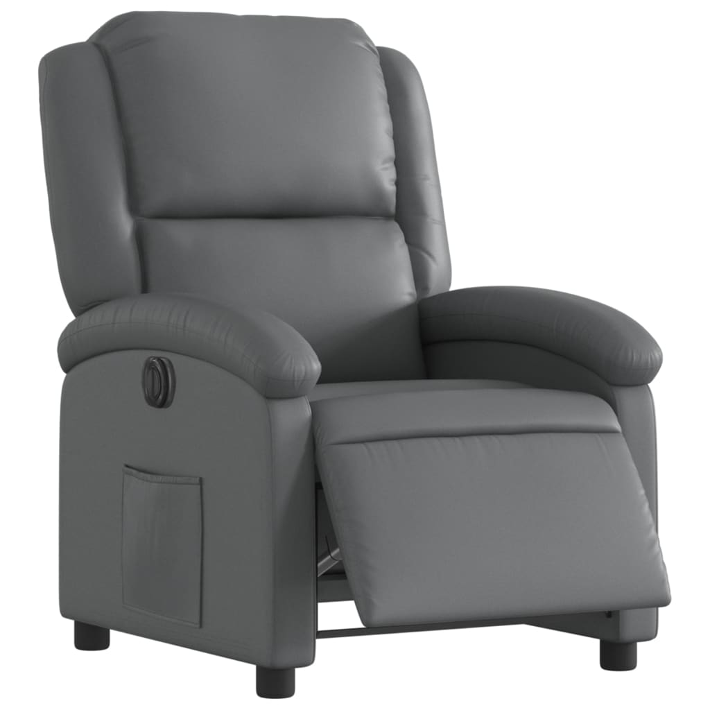 Electric recliner chair grey imitation leather