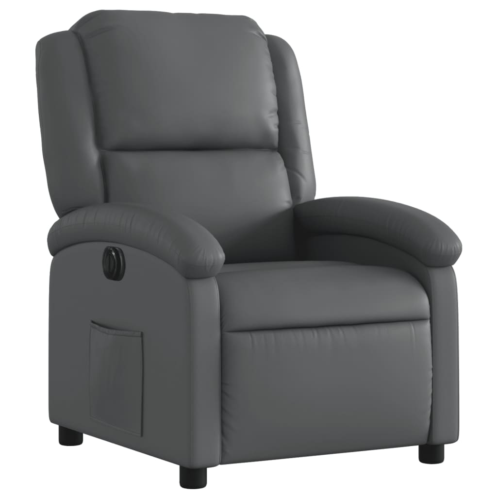 Electric recliner chair grey imitation leather