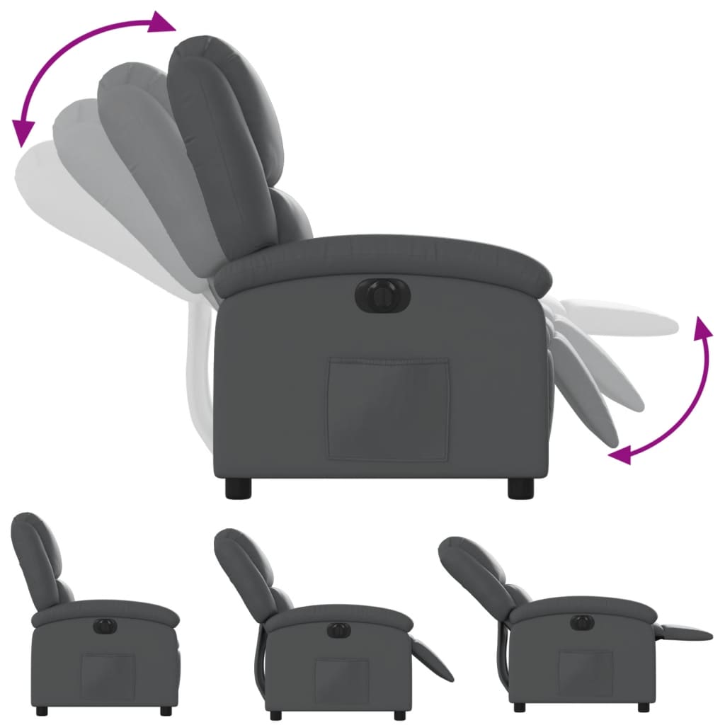 Electric recliner chair grey imitation leather