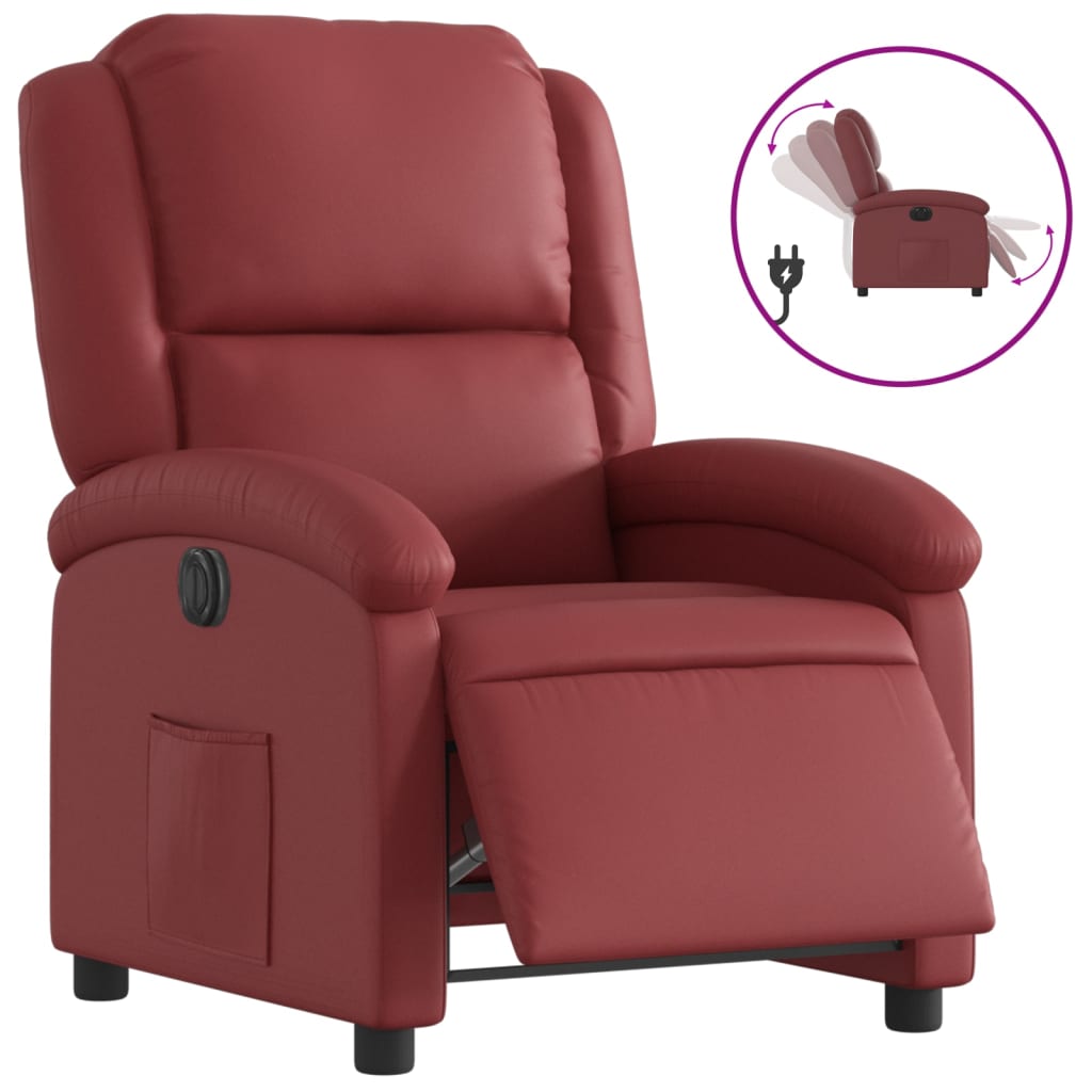 Electric recliner chair wine red artificial leather