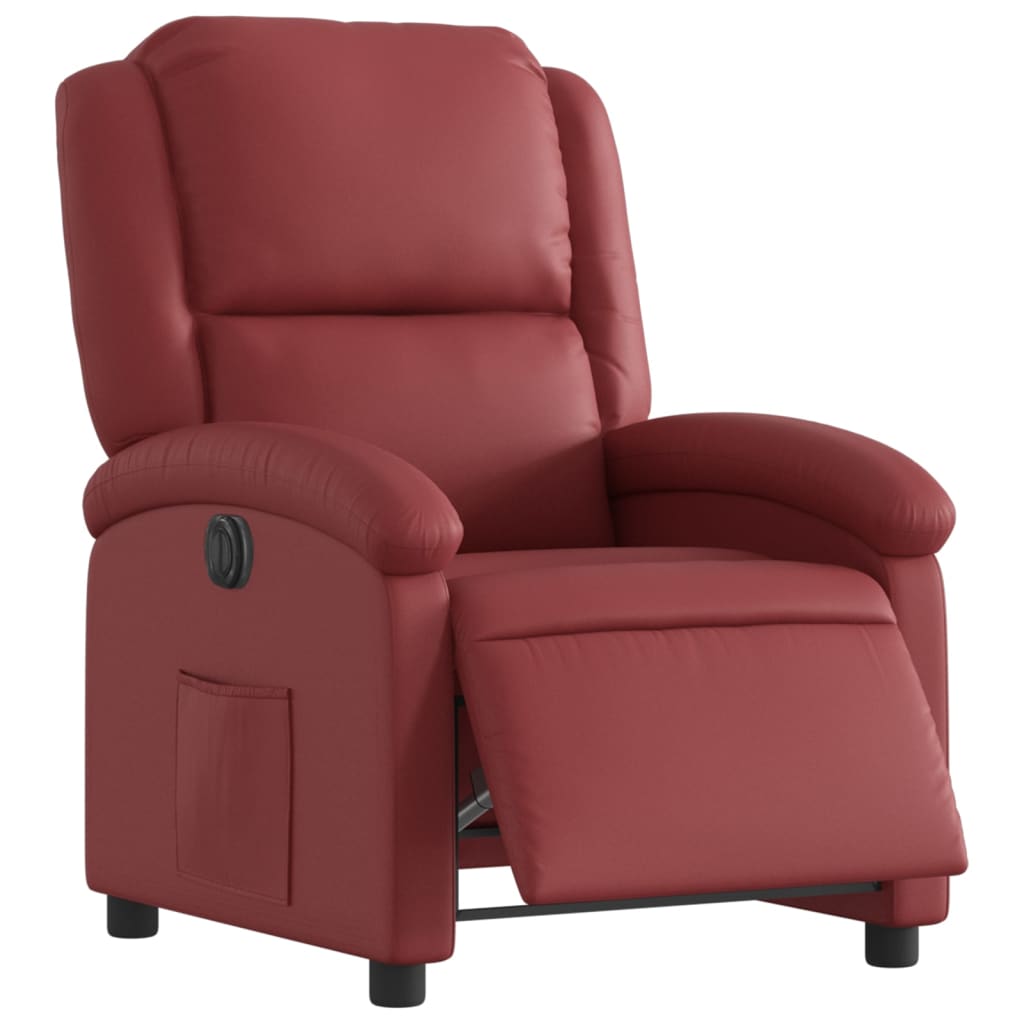 Electric recliner chair wine red artificial leather