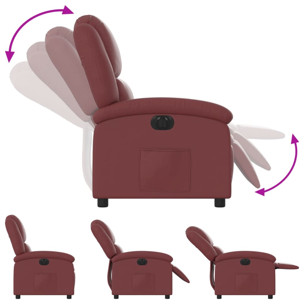 Electric recliner chair wine red artificial leather