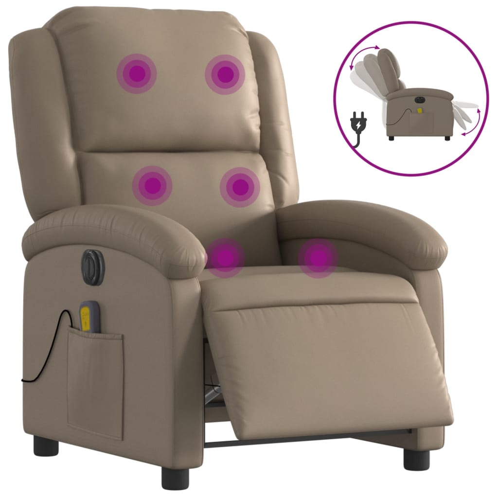 Electric Massage Chair Cappuccino Brown Faux Leather