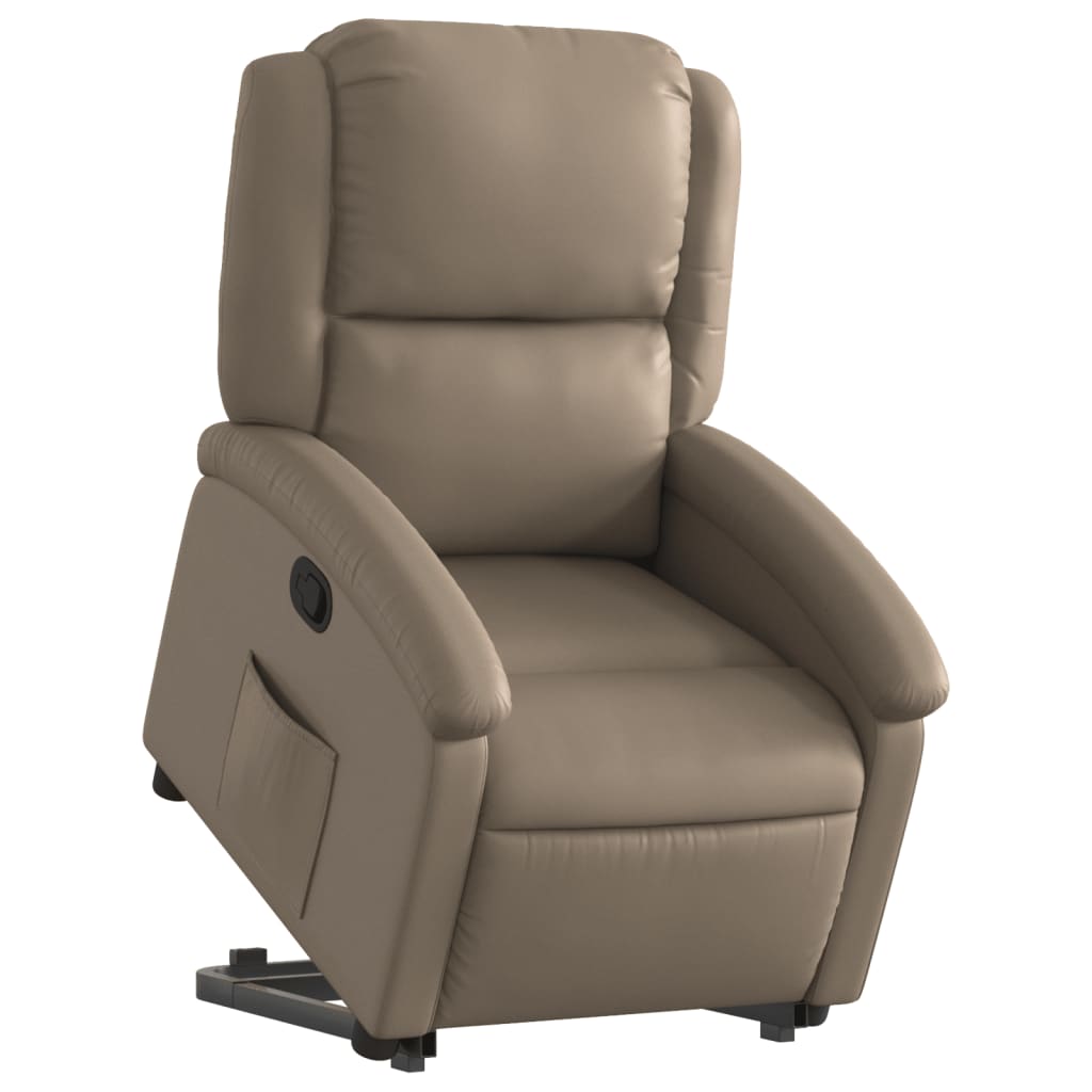 Recliner chair with stand-up aid cappuccino-brown artificial leather