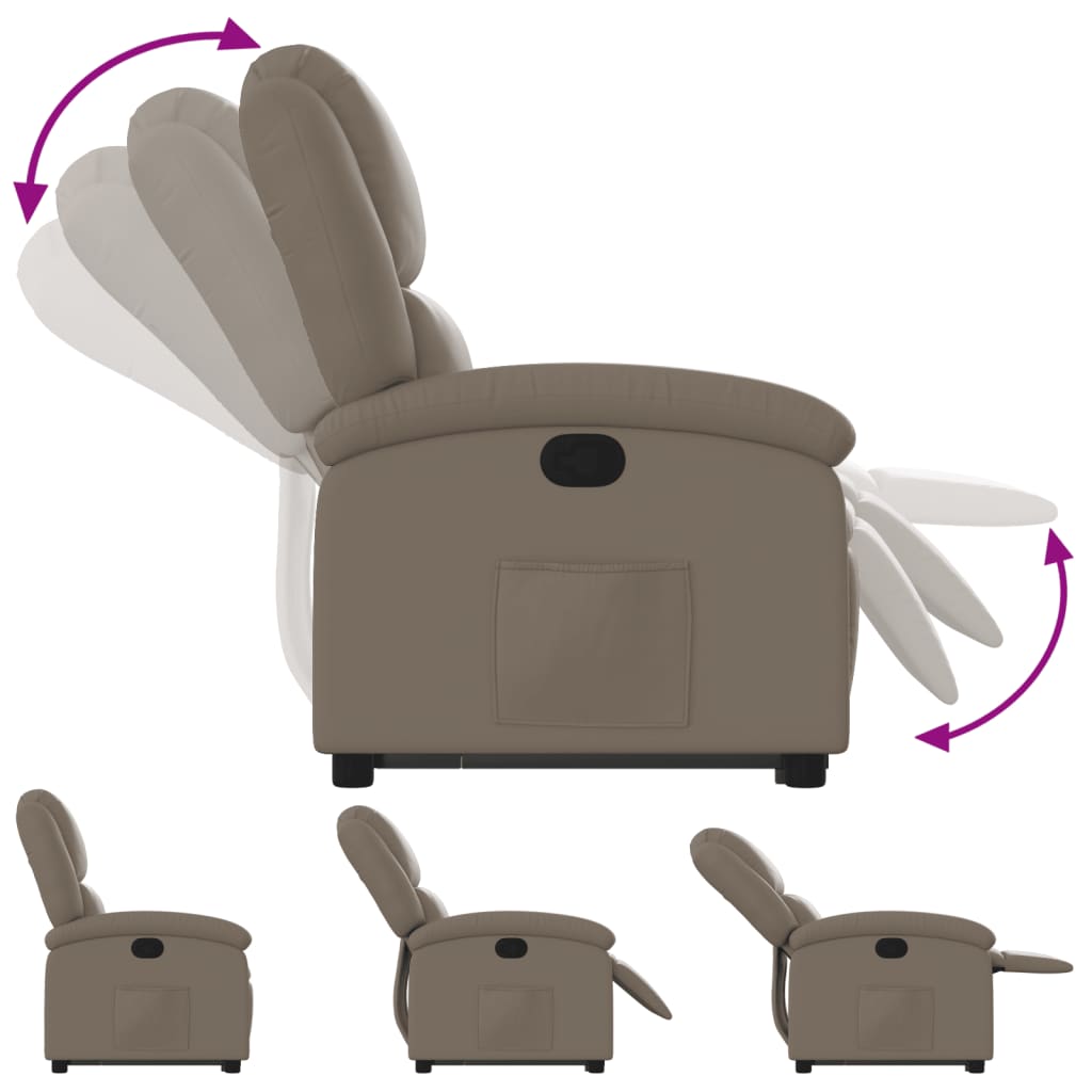 Recliner chair with stand-up aid cappuccino-brown artificial leather