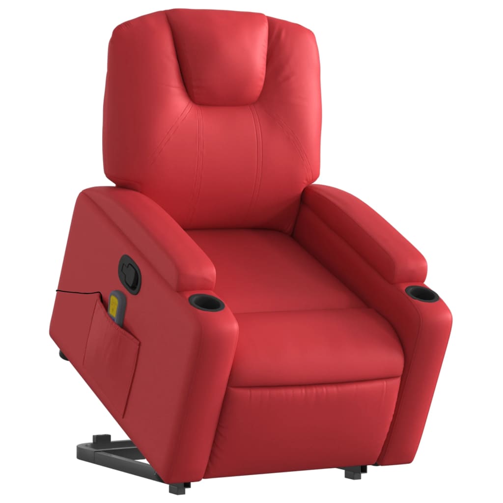 Massagesessel mit Aufstehhilfe Rot Kunstleder