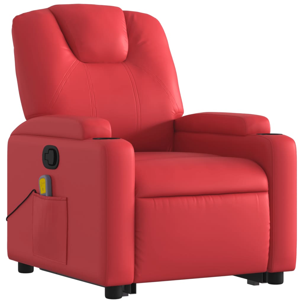 Massagesessel mit Aufstehhilfe Rot Kunstleder