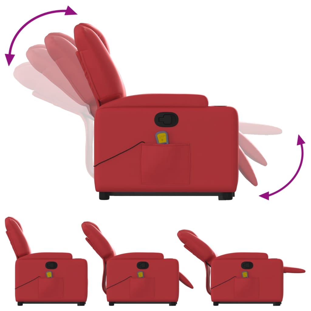 Massagesessel mit Aufstehhilfe Rot Kunstleder