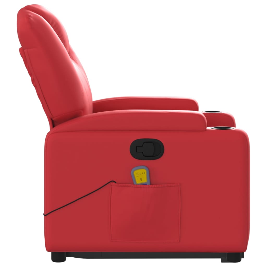 Massagesessel mit Aufstehhilfe Rot Kunstleder
