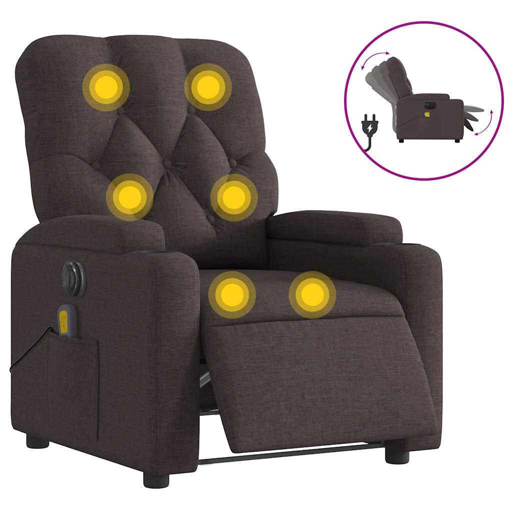 Massagesessel Elektrisch Dunkelbraun Stoff