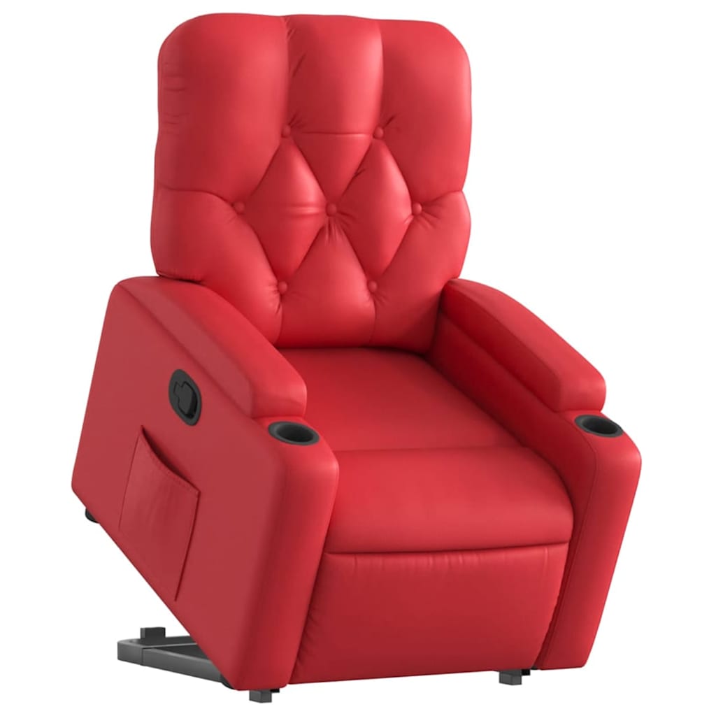 Relaxsessel mit Aufstehhilfe Rot Kunstleder