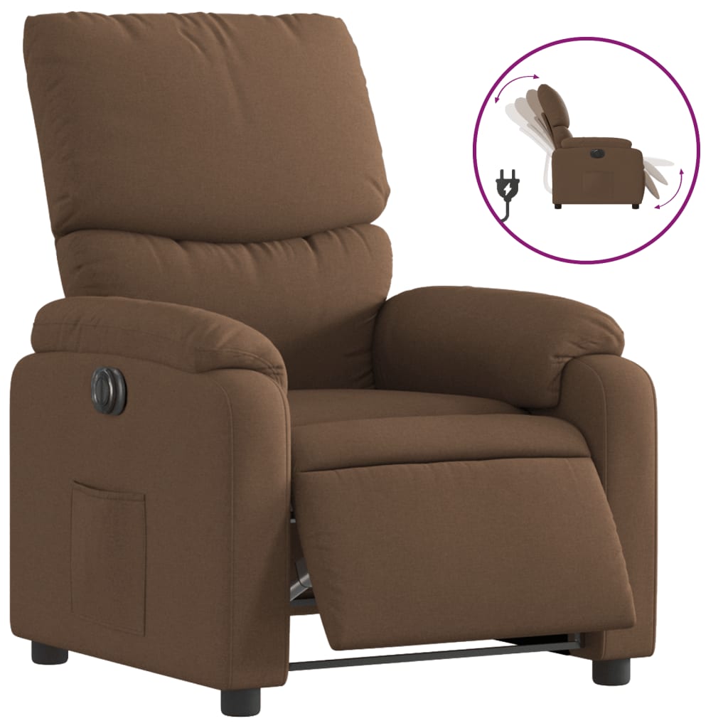Electric recliner chair brown fabric