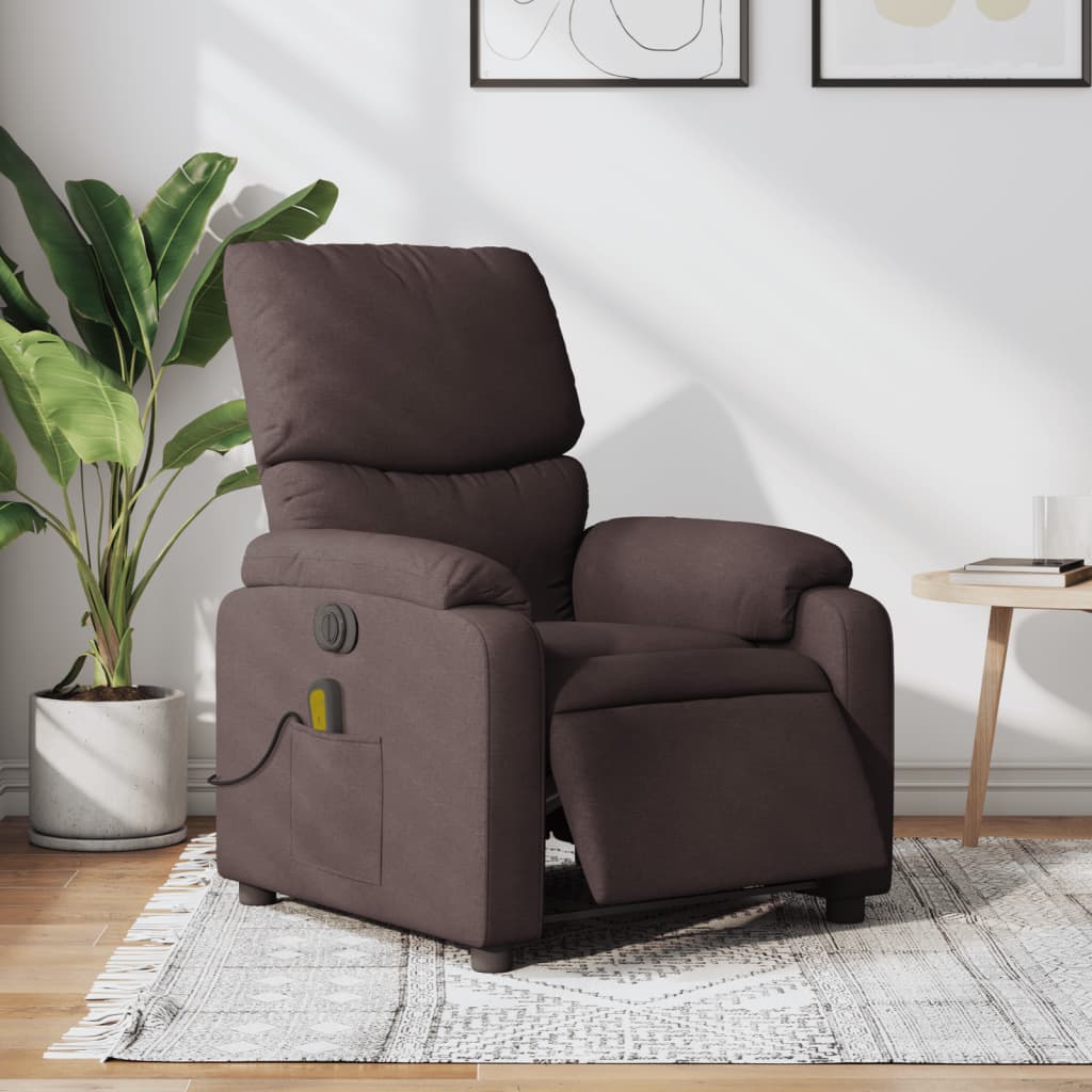 Electric Massage Chair Dark Brown Fabric
