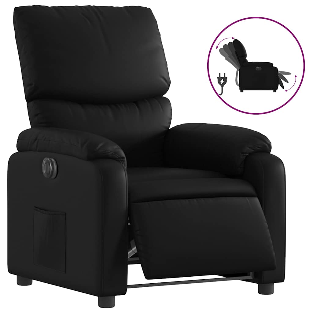 Electric recliner chair black imitation leather
