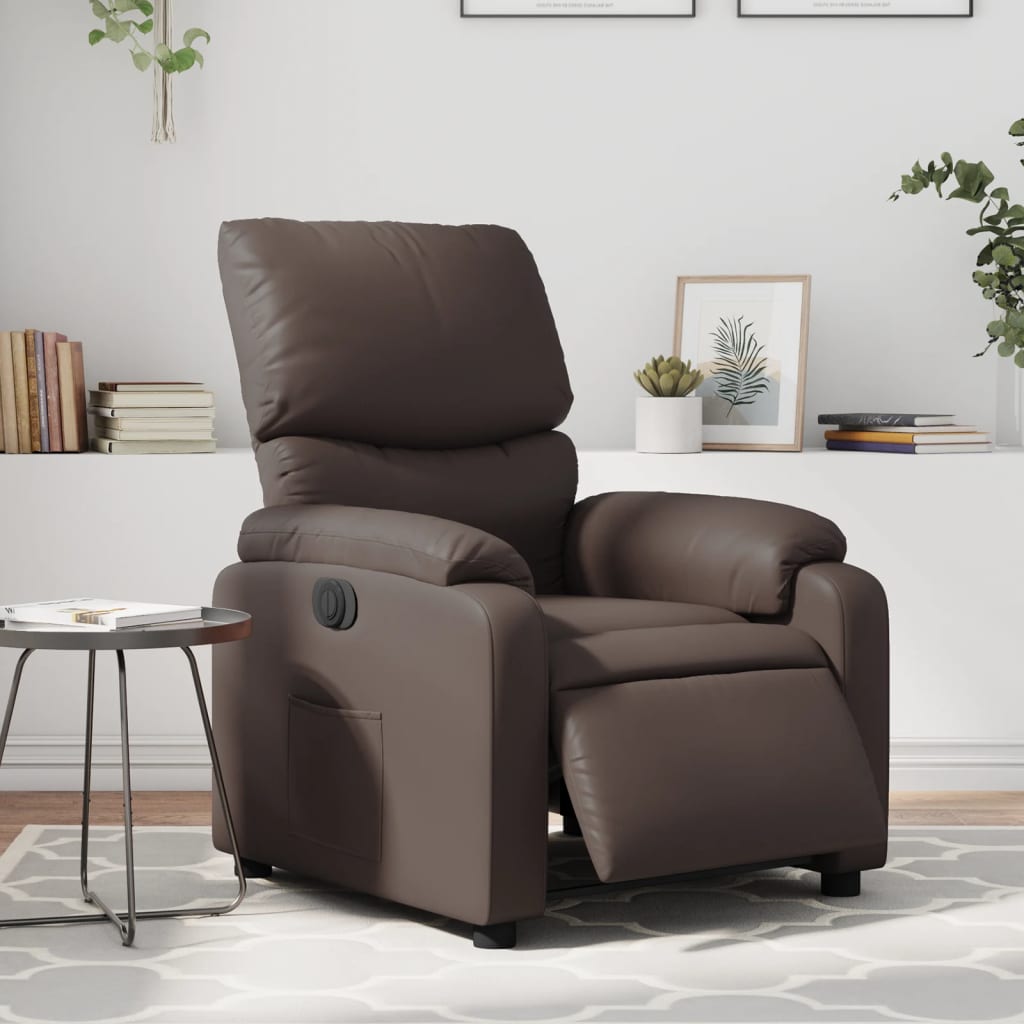 Electric recliner chair brown imitation leather