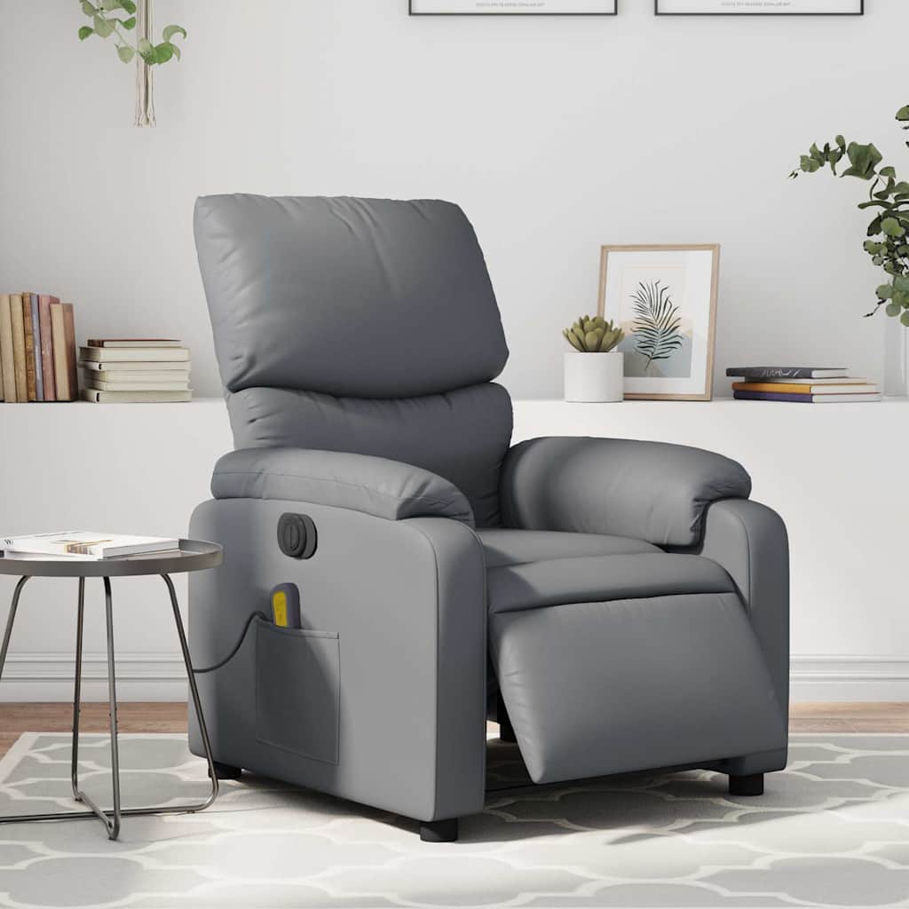 Electric Massage Chair Grey Faux Leather