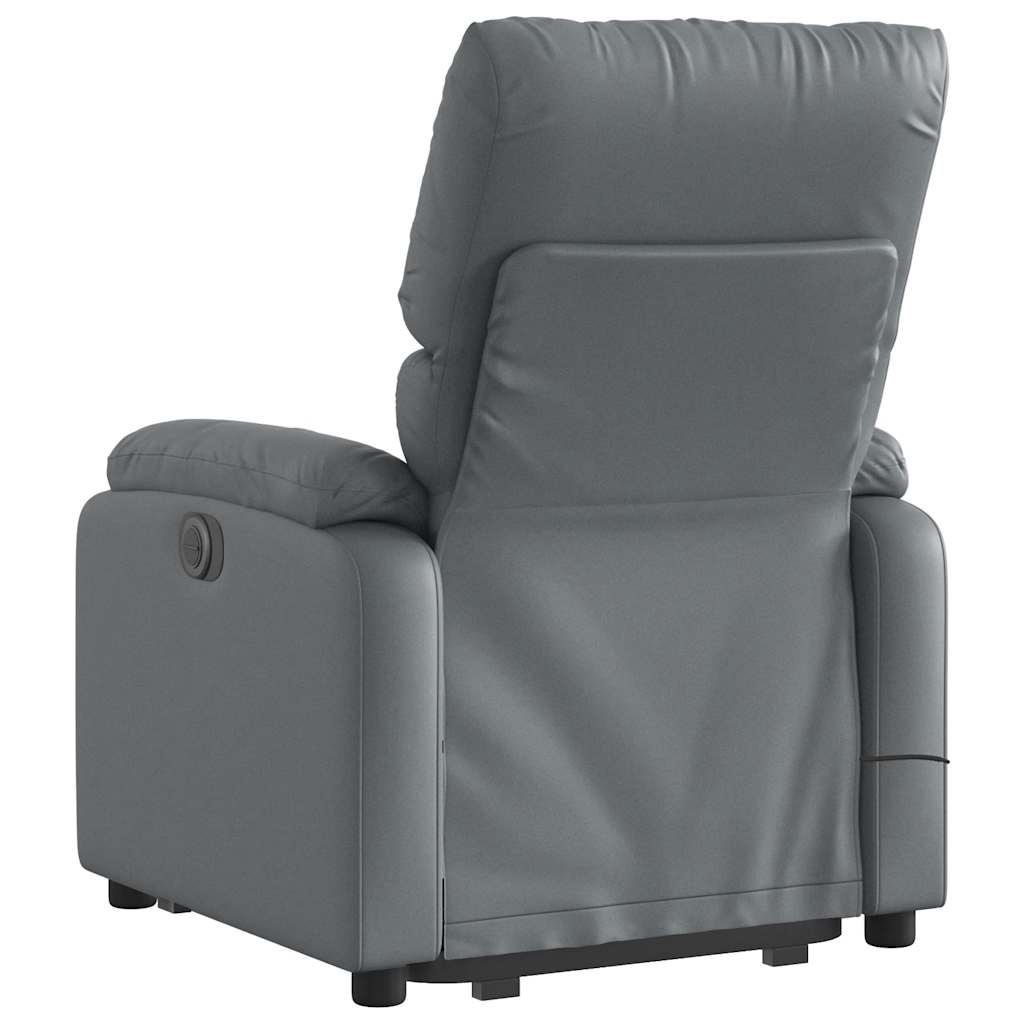 Massage chair with stand-up aid, grey artificial leather