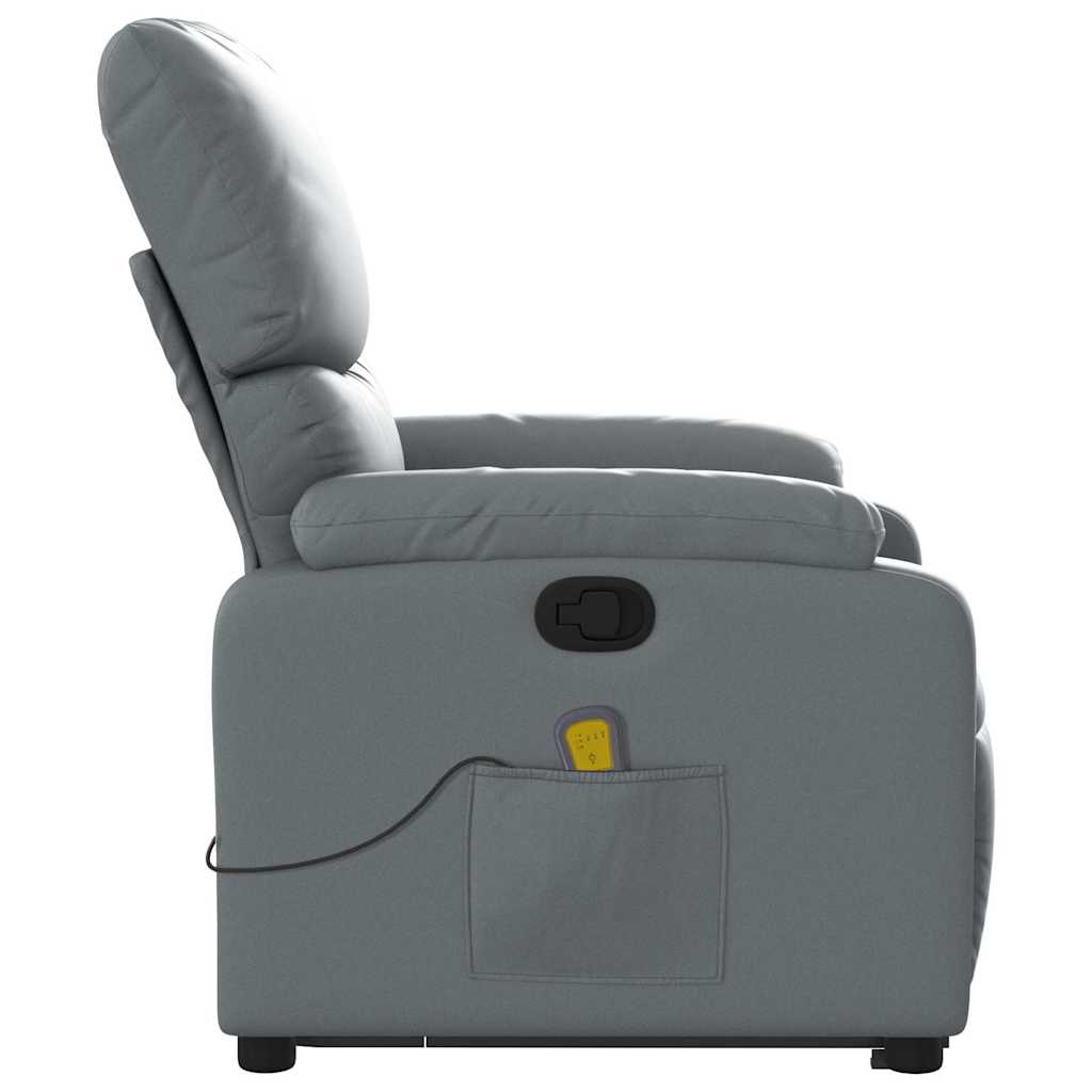 Massage chair with stand-up aid, grey artificial leather