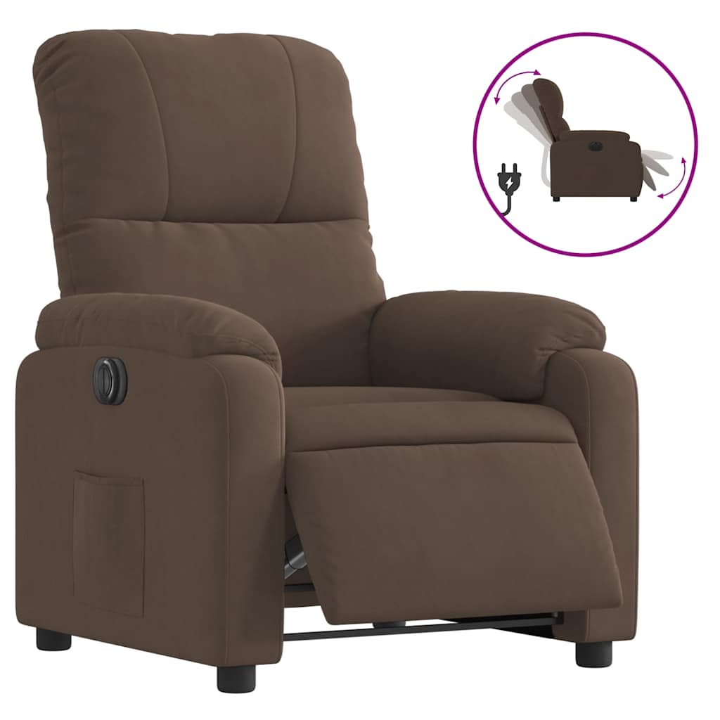 Electric recliner chair brown microfiber fabric