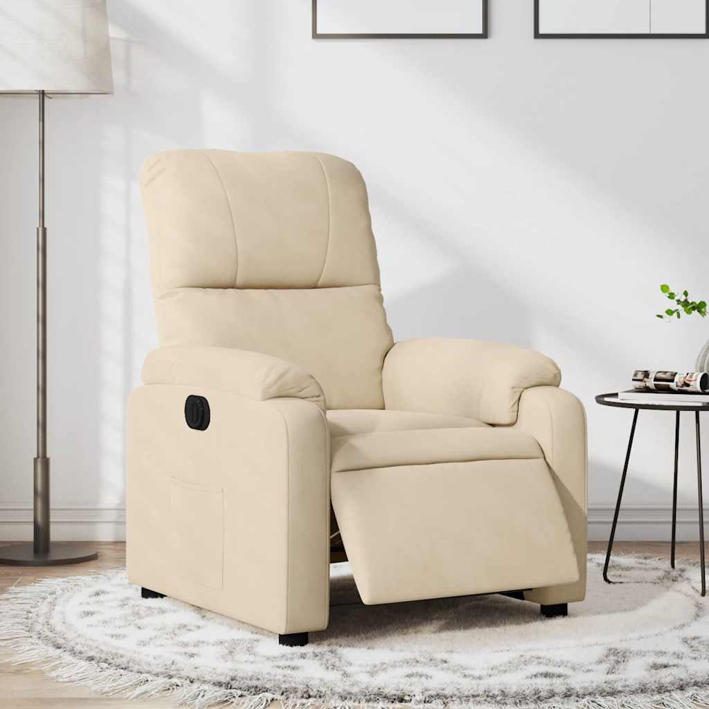 Electric recliner chair cream microfiber fabric