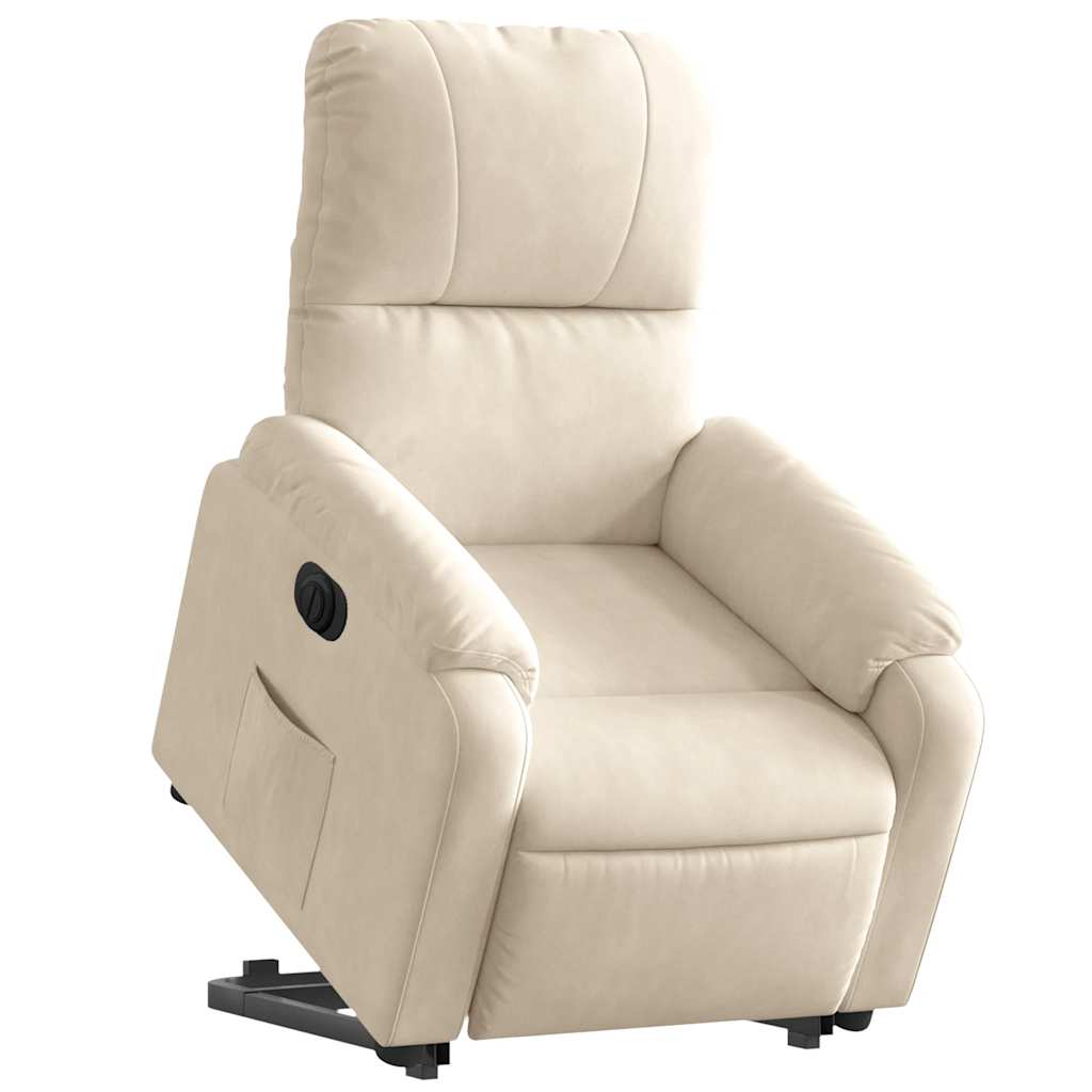 Relaxsessel mit Aufstehhilfe Elektrisch Beige Mikrofasergewebe