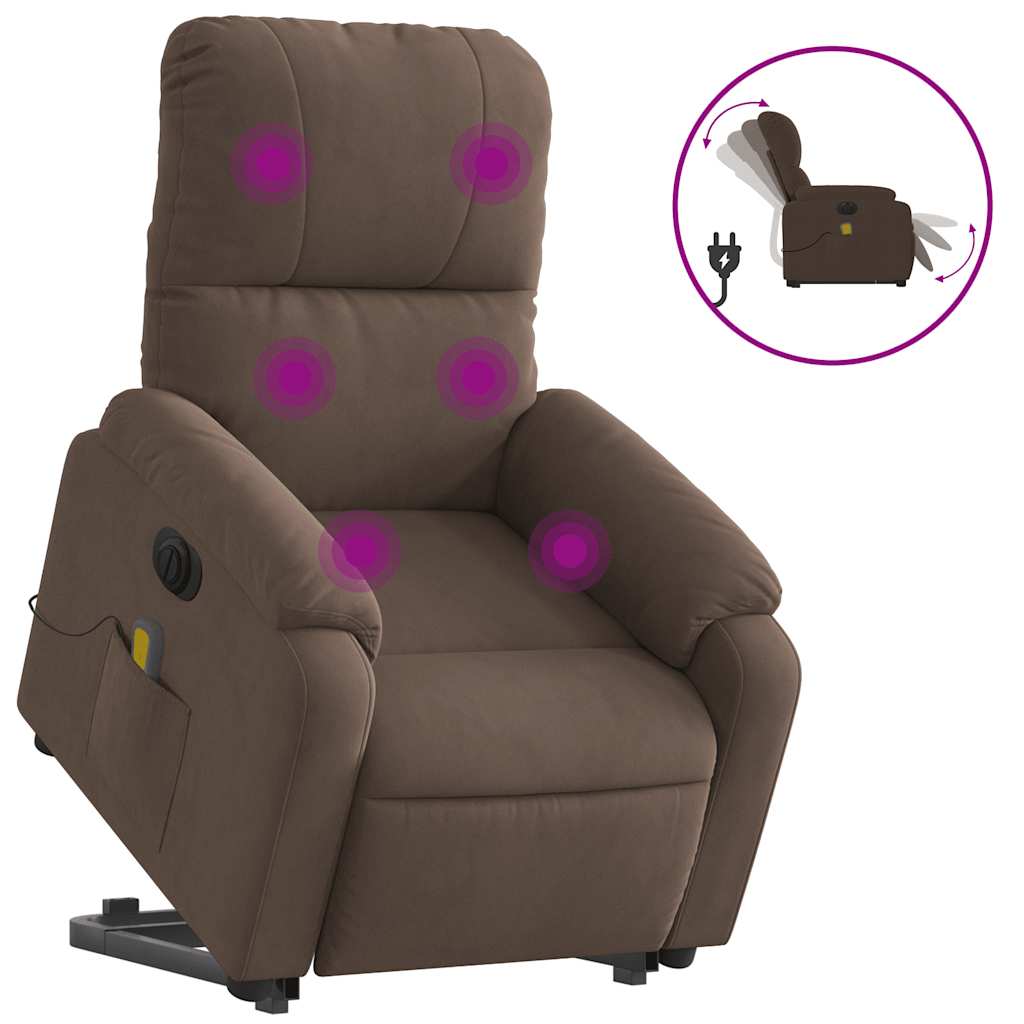 Massage chair stand-up aid electric brown microfiber fabric