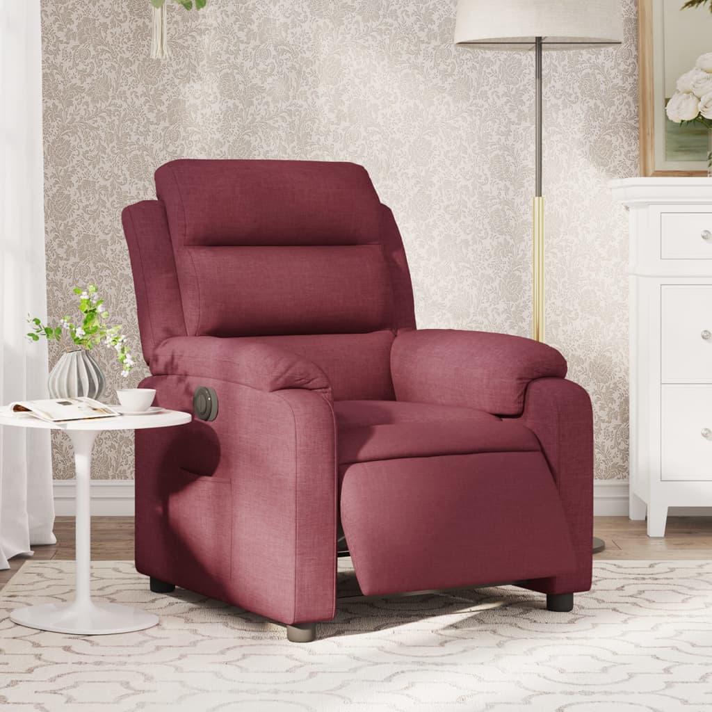 Electric recliner chair wine red fabric