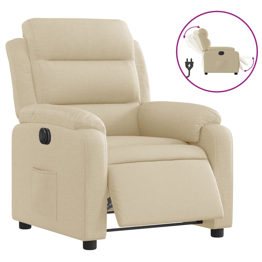 Electric recliner chair cream fabric