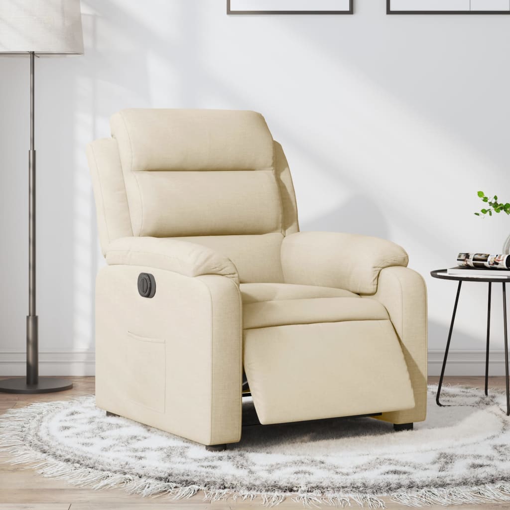 Electric recliner chair cream fabric