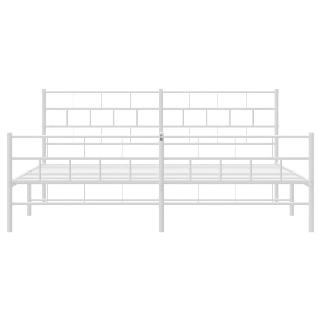 Bettgestell mit Kopf- und Fußteil Metall Weiß 180x200 cm