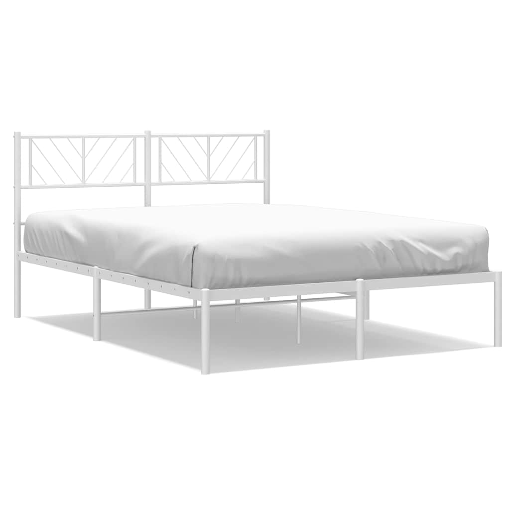Bettgestell mit Kopfteil Metall Weiß 150x200 cm