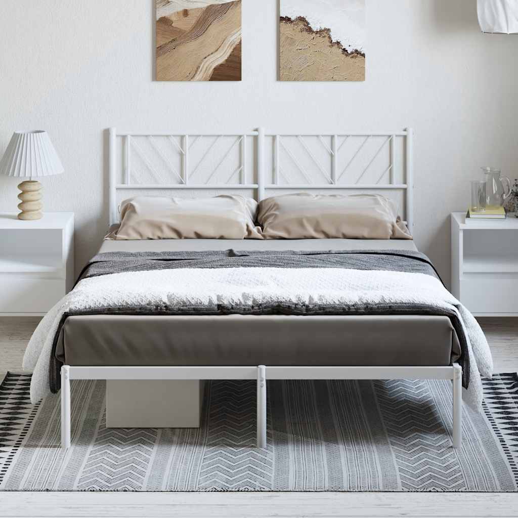 Bettgestell mit Kopfteil Metall Weiß 150x200 cm