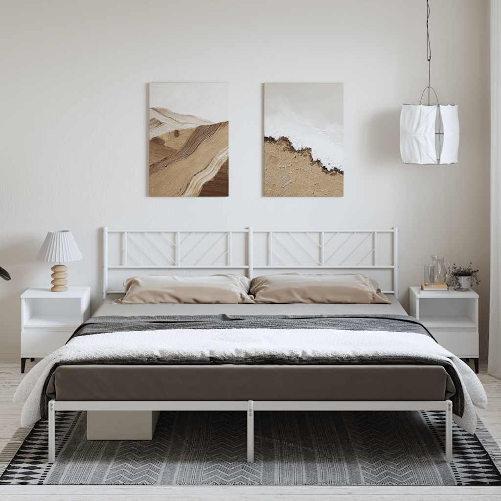 Bettgestell mit Kopfteil Metall Weiß 193x203 cm