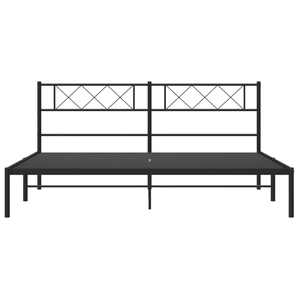 Bed frame with headboard metal black 180x200 cm