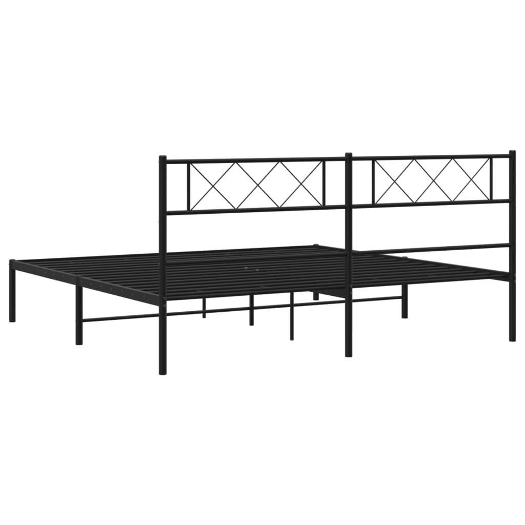 Bed frame with headboard metal black 180x200 cm