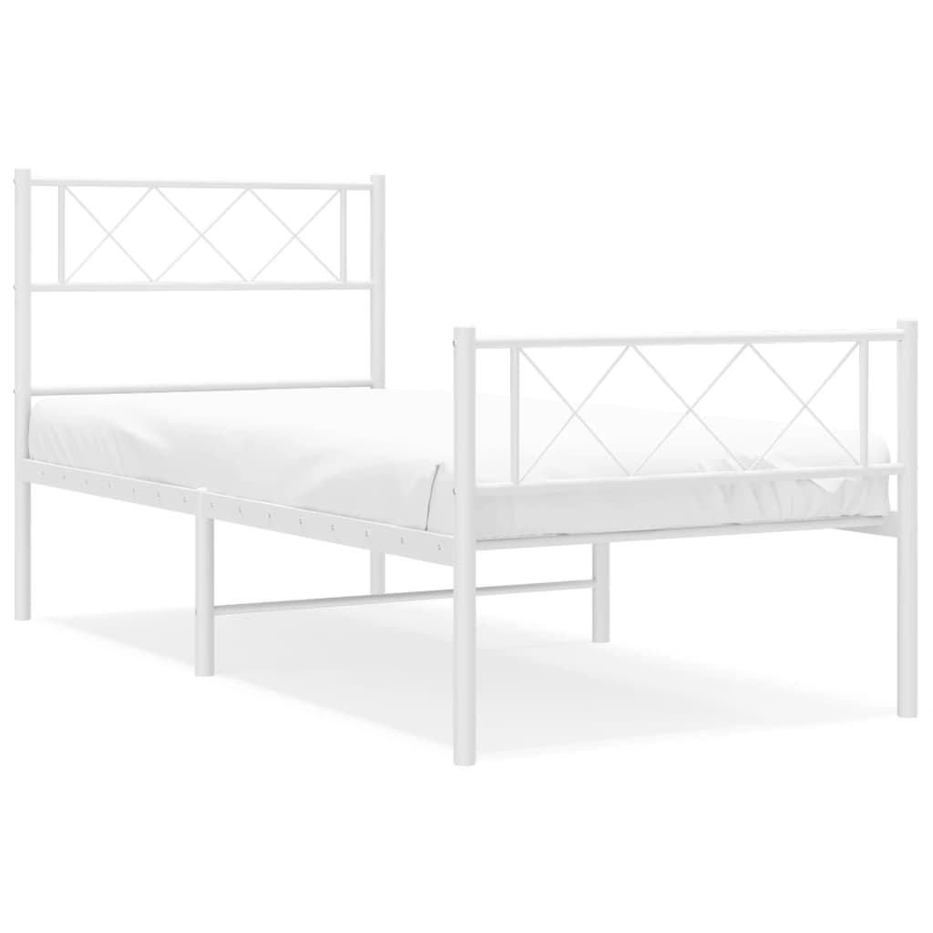 Bettgestell mit Kopf- und Fußteil Metall Weiß 90x200 cm