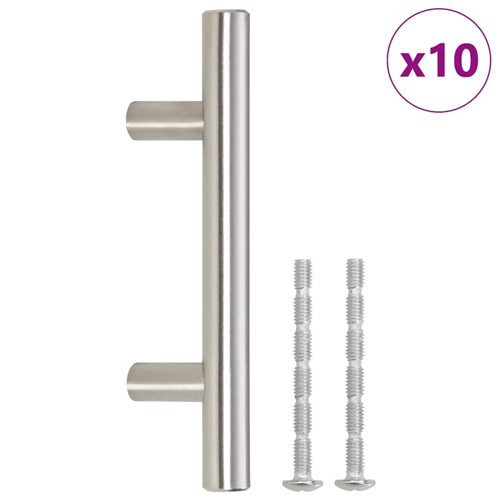 Möbelgriffe 10 Stk. Silbern 64 mm Edelstahl