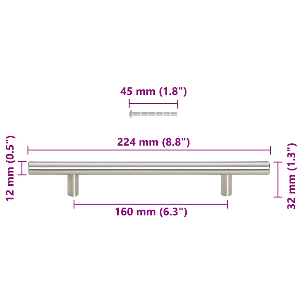 Möbelgriffe 10 Stk. Silbern 160 mm Edelstahl