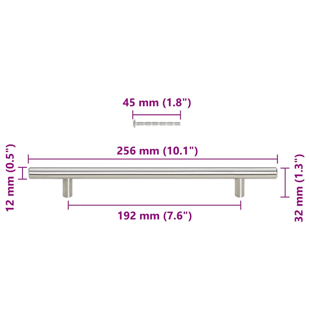 Möbelgriffe 5 Stk. Silbern 192 mm Edelstahl