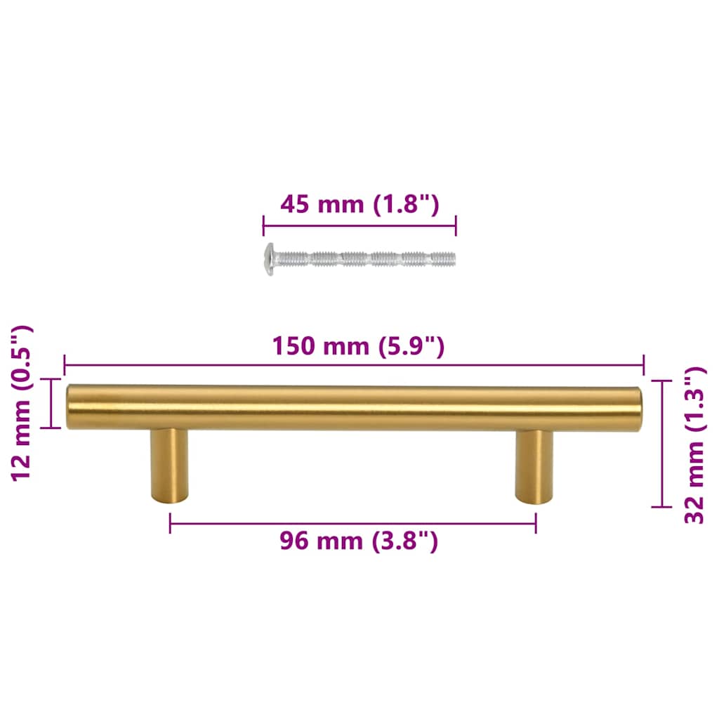 Möbelgriffe 10 Stk. Golden 96 mm Edelstahl