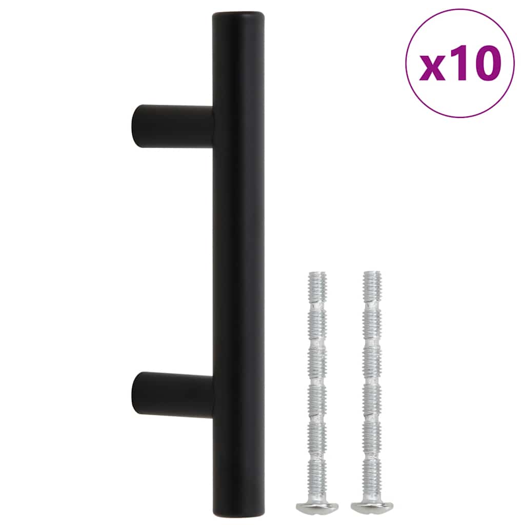Möbelgriffe 10 Stk. Schwarz 64 mm Edelstahl