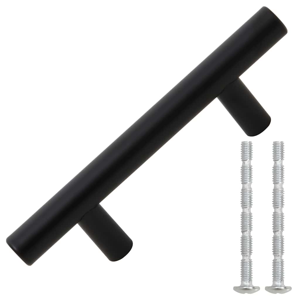 Möbelgriffe 10 Stk. Schwarz 64 mm Edelstahl