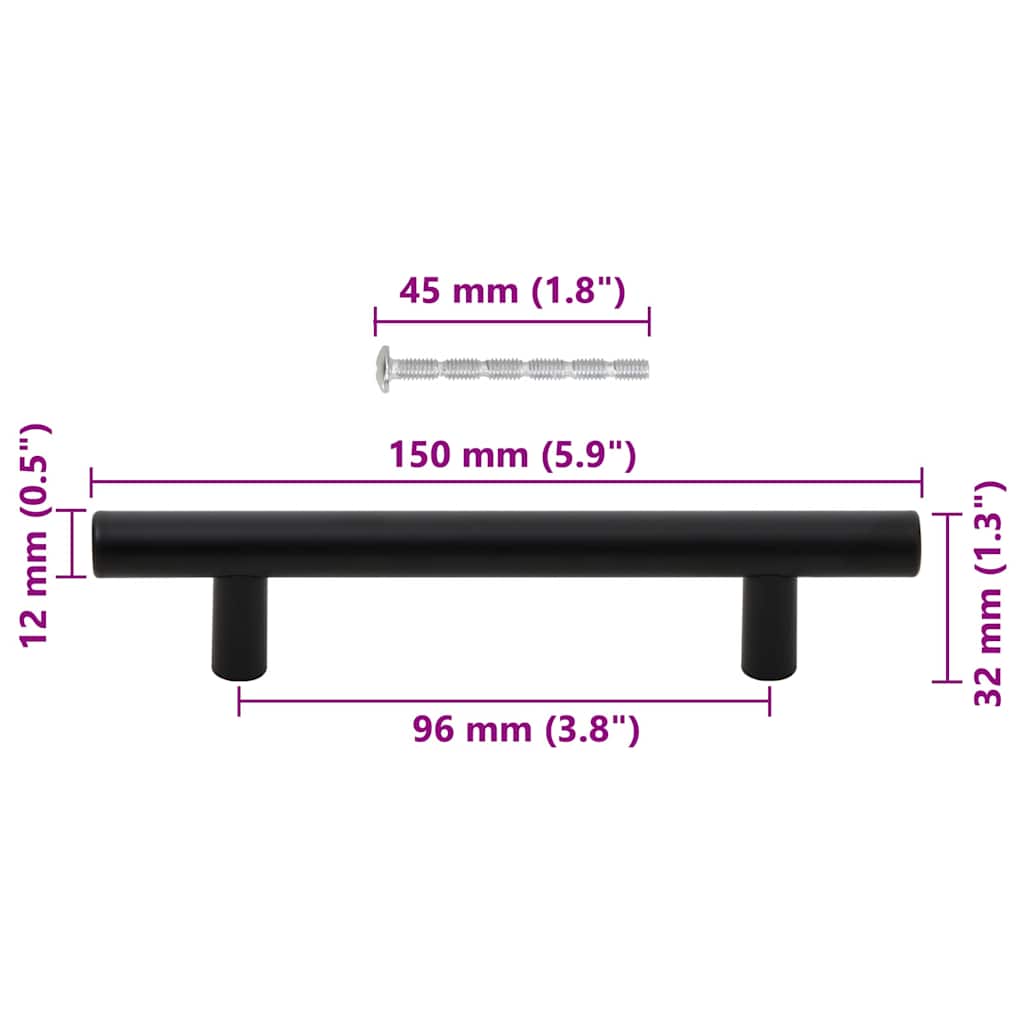 Möbelgriffe 10 Stk. Schwarz 96 mm Edelstahl