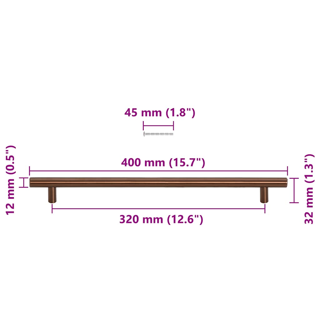Möbelgriffe 5 Stk. Bronzen 320 mm Edelstahl