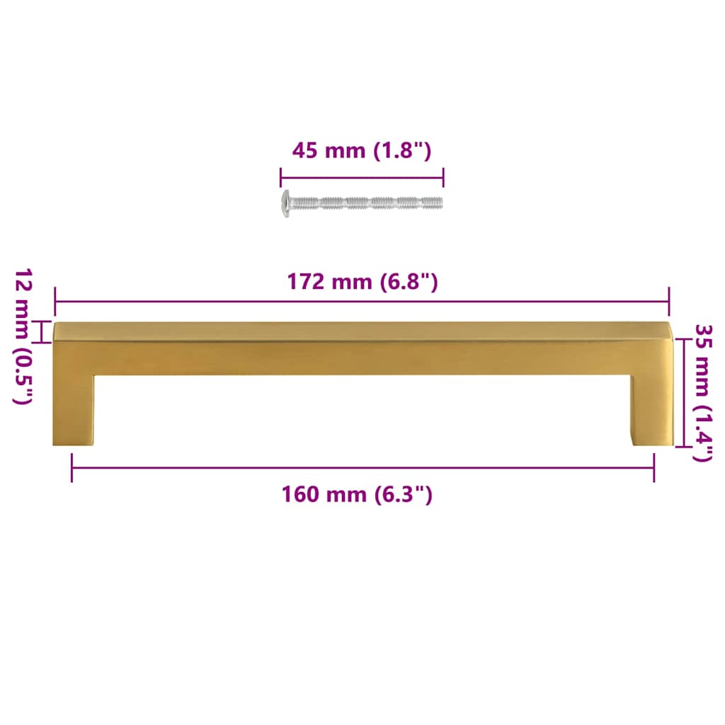 Möbelgriffe 10 Stk. Golden 160 mm Edelstahl