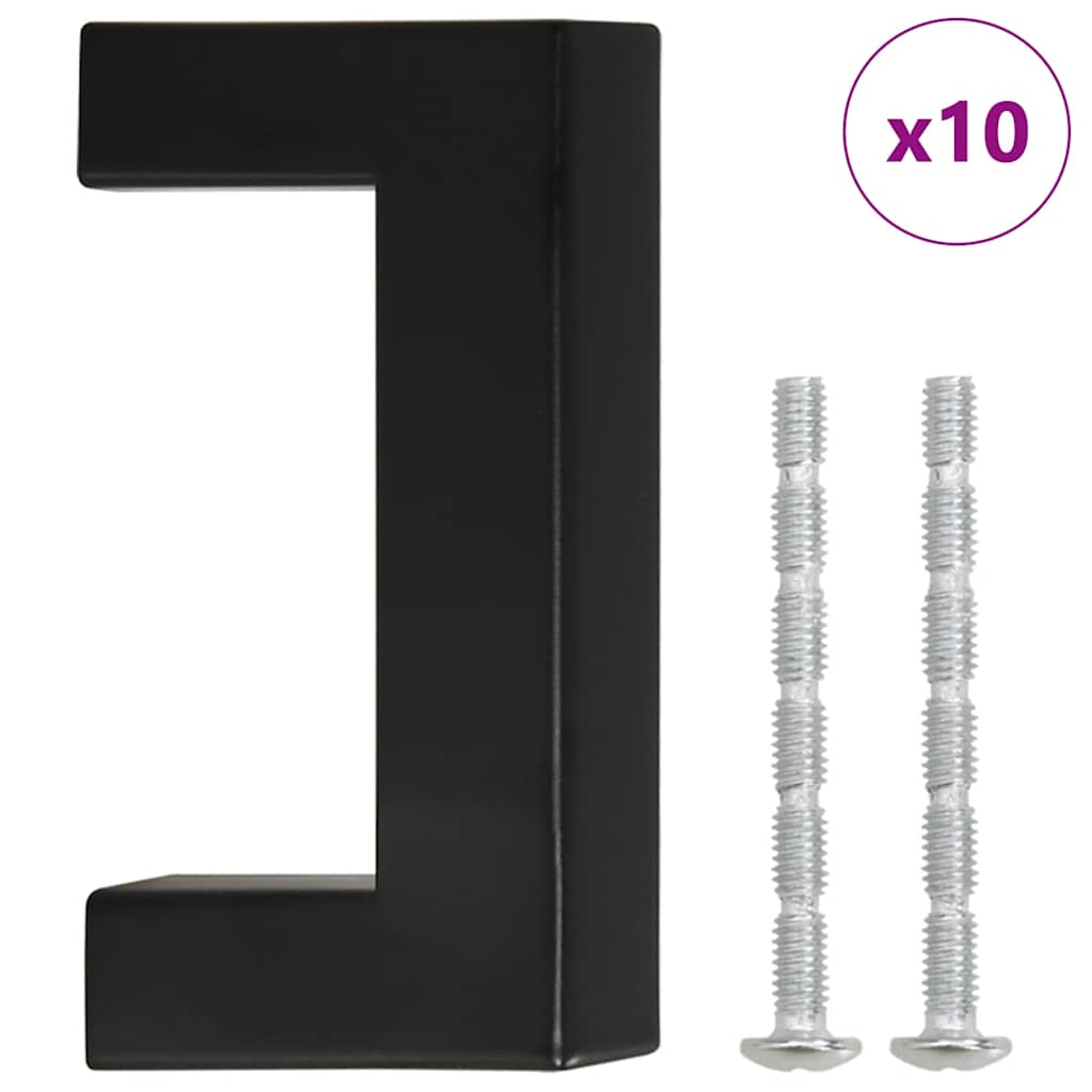 Möbelgriffe 10 Stk. Schwarz 64 mm Edelstahl