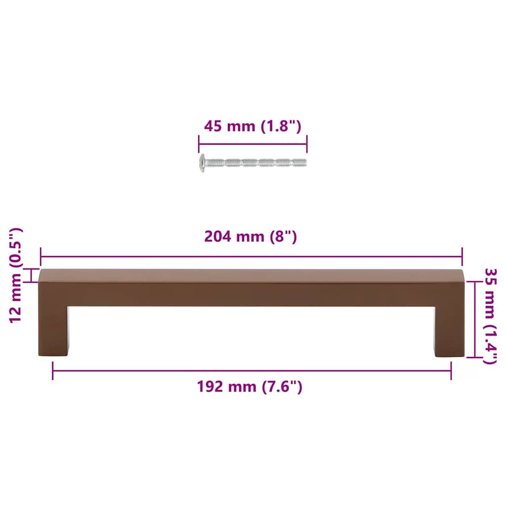 Möbelgriffe 5 Stk. Bronzen 192 mm Edelstahl