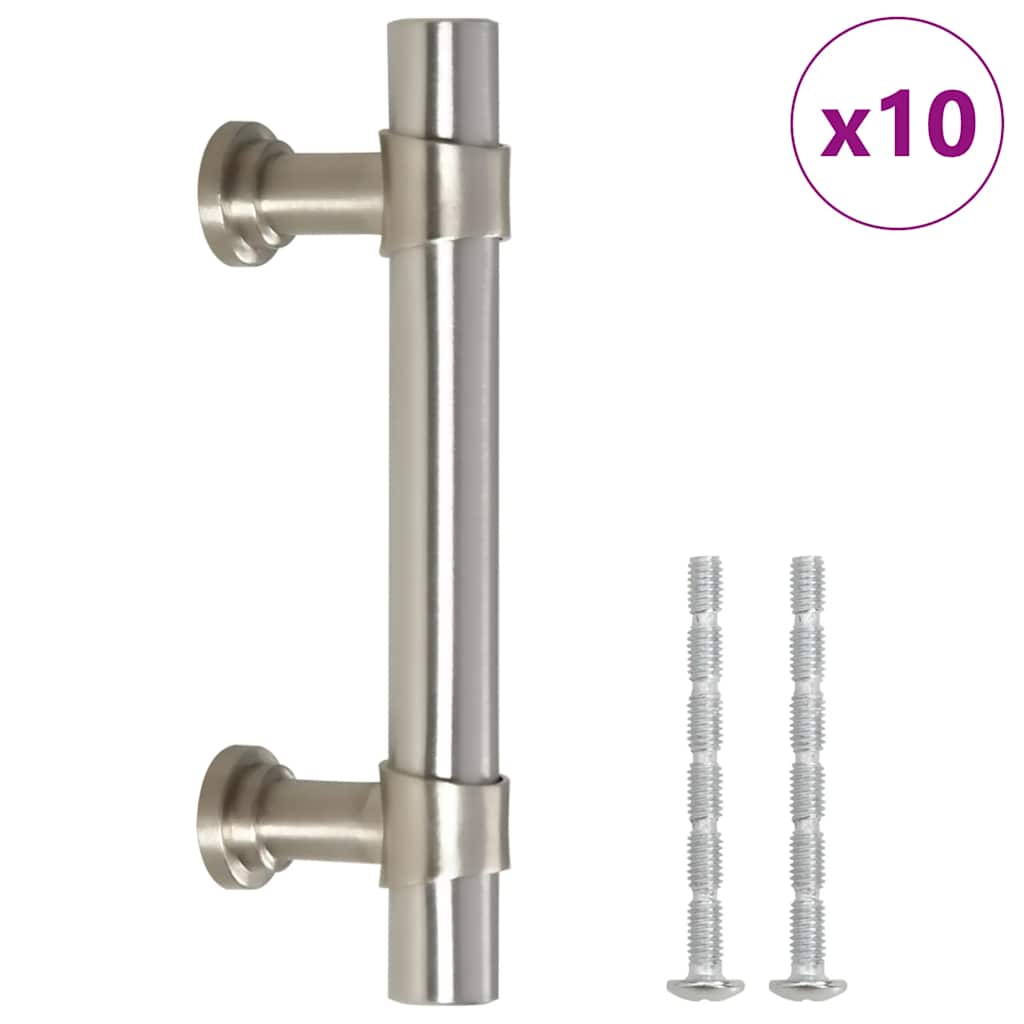Möbelgriffe 10 Stk. Silbern 64 mm Edelstahl