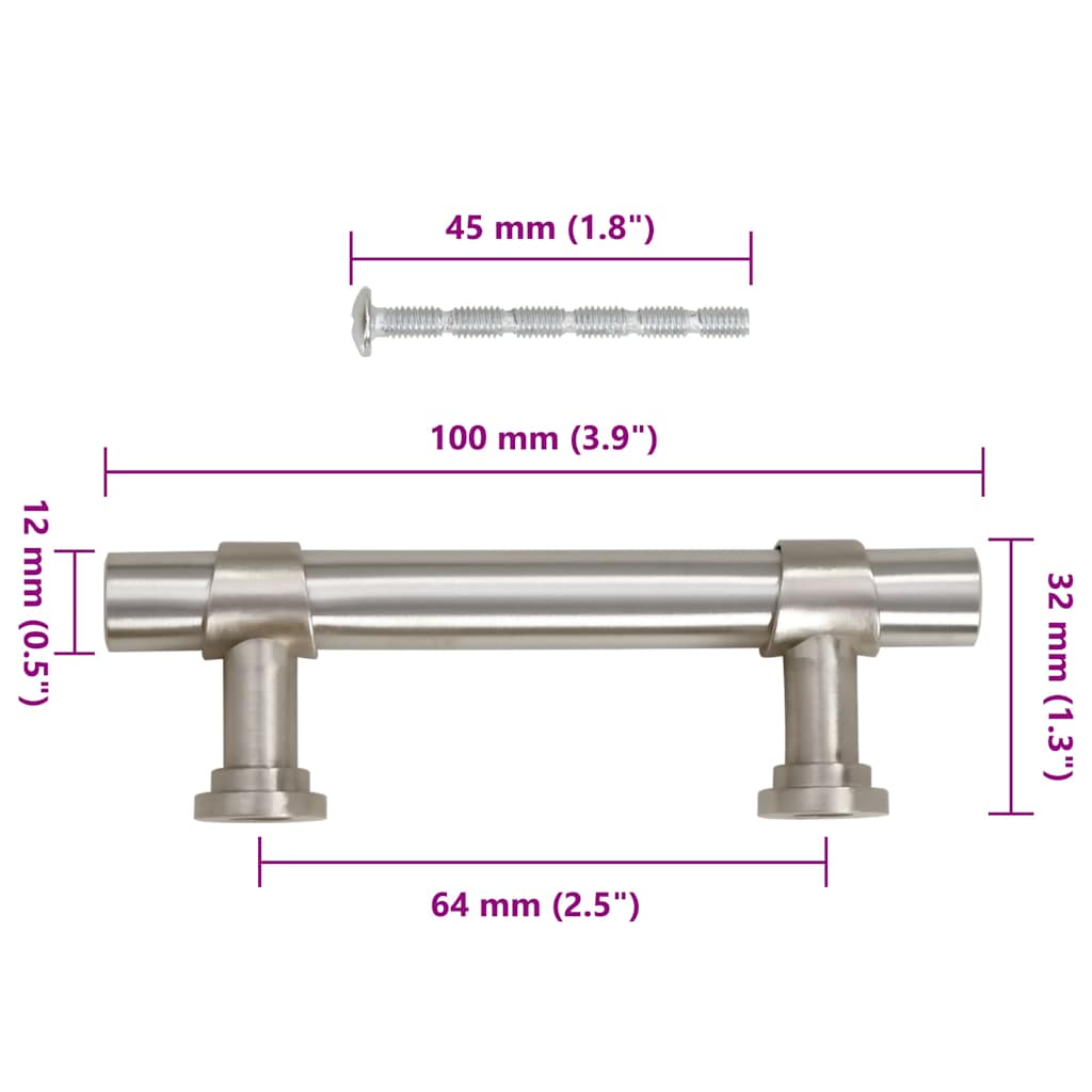Möbelgriffe 10 Stk. Silbern 64 mm Edelstahl